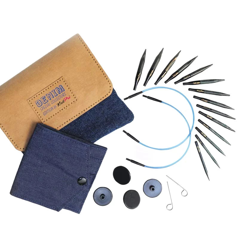 Indigo Denim - Set de Mini Agujas Circulares Intercambiables 5 cm Knitpro