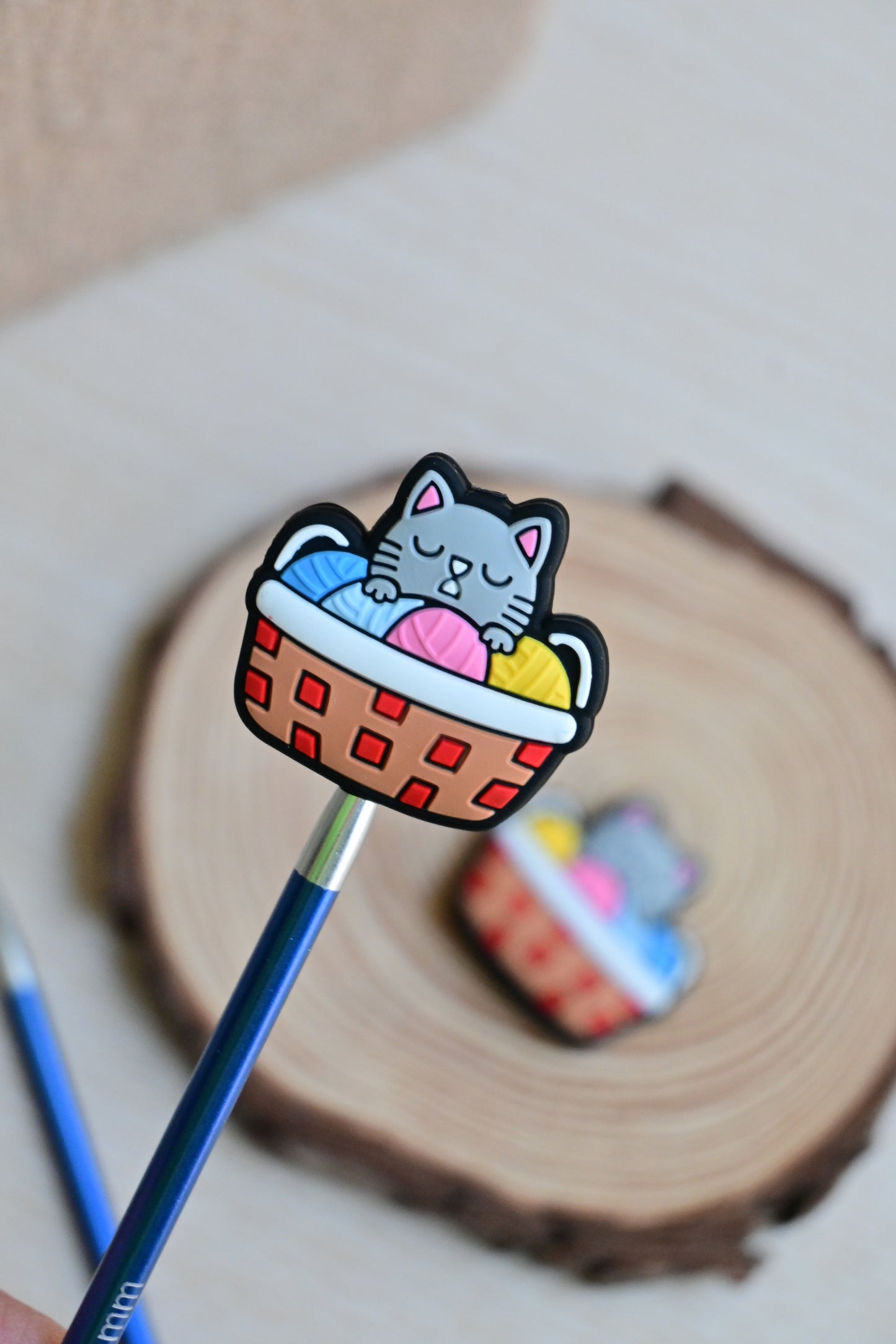 Topes para Agujas "Gatito en Cesto"